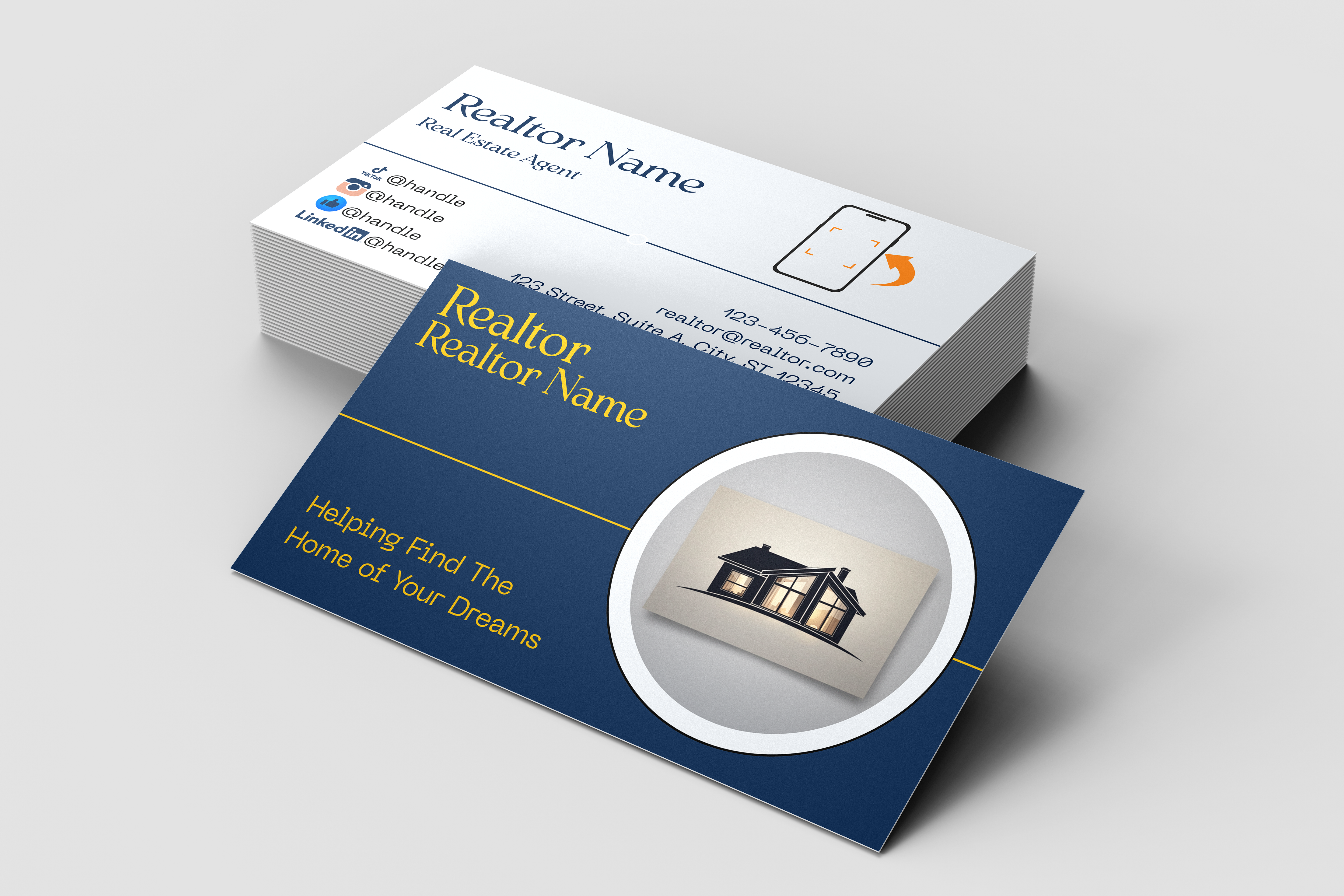 Real estate agent business cards with house icon on a white background