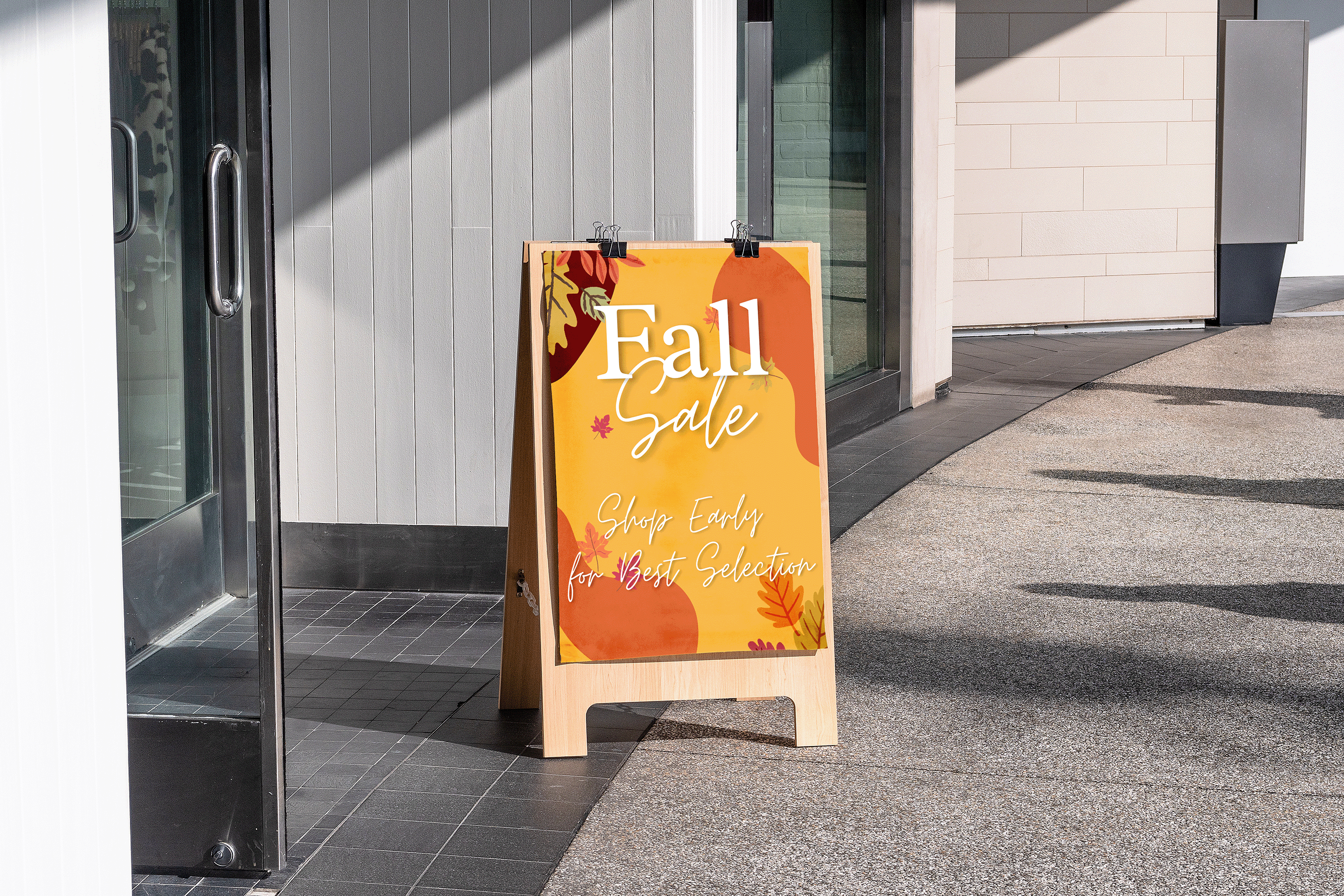 Fall sale sign outside a building