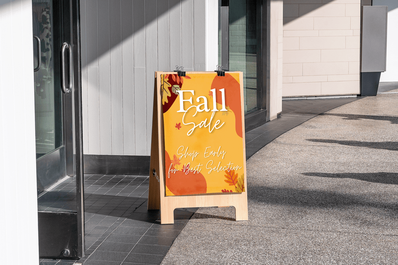 Fall sale sign outside a building