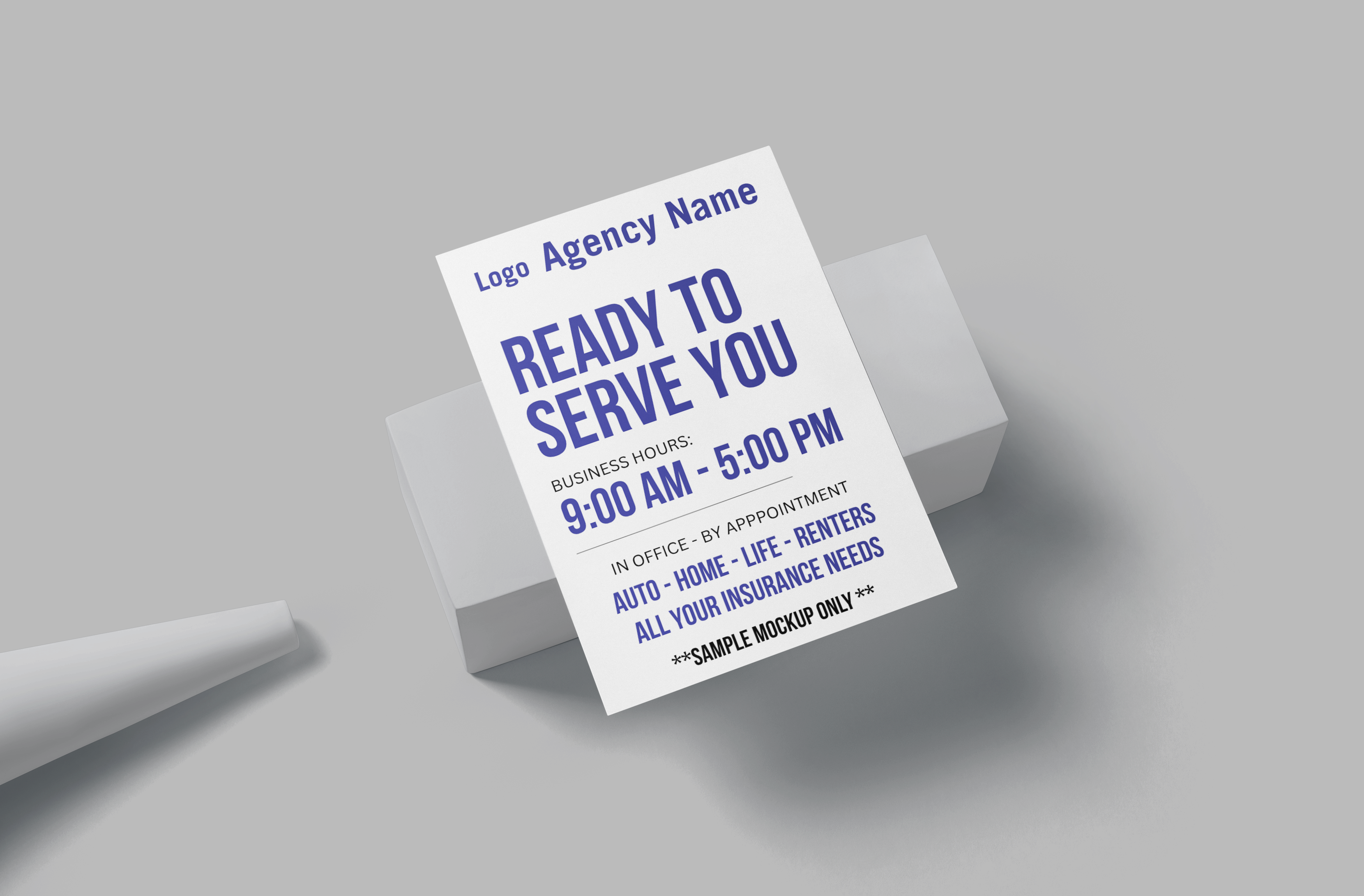 Promotional flyer for an agency named 'Agency Name' on a gray background
