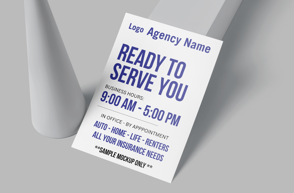 Promotional flyer for a logo agency on a gray background