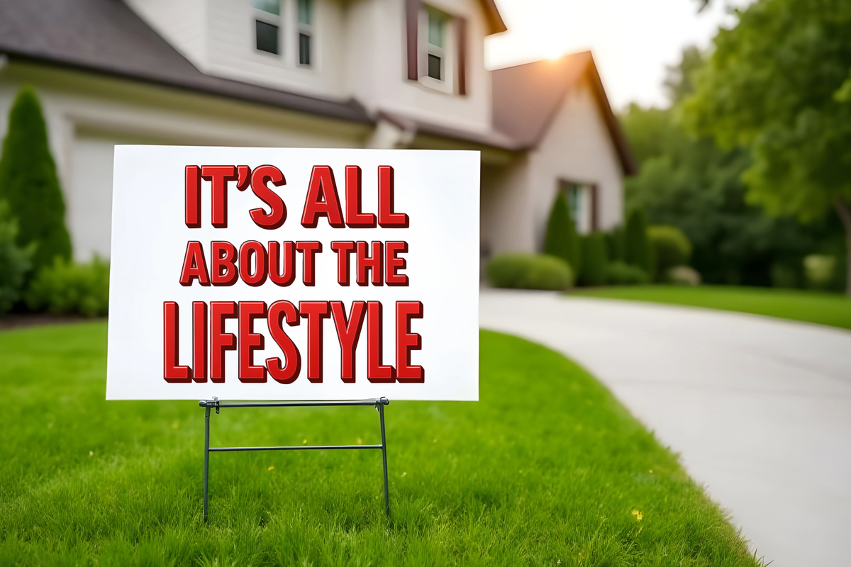 24x36 Yard Sign in front of home next to driveway.