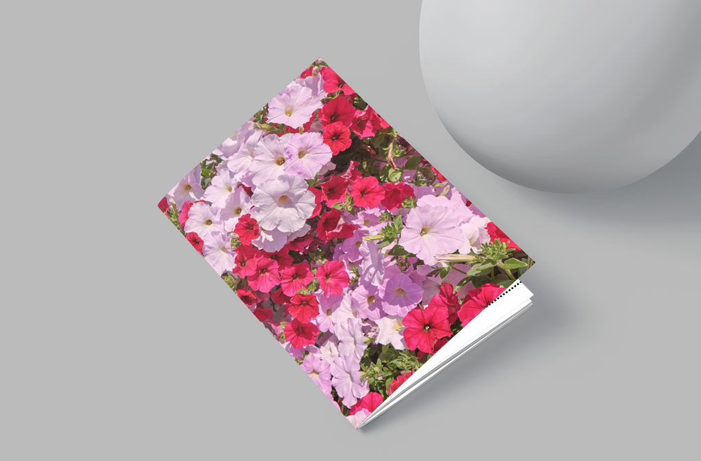 Floral notebook on a gray background